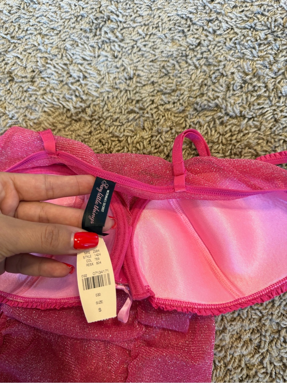 NWT Victoria's Secret Hot Pink Shimmer Ruffle Top - Picture 6 of 8